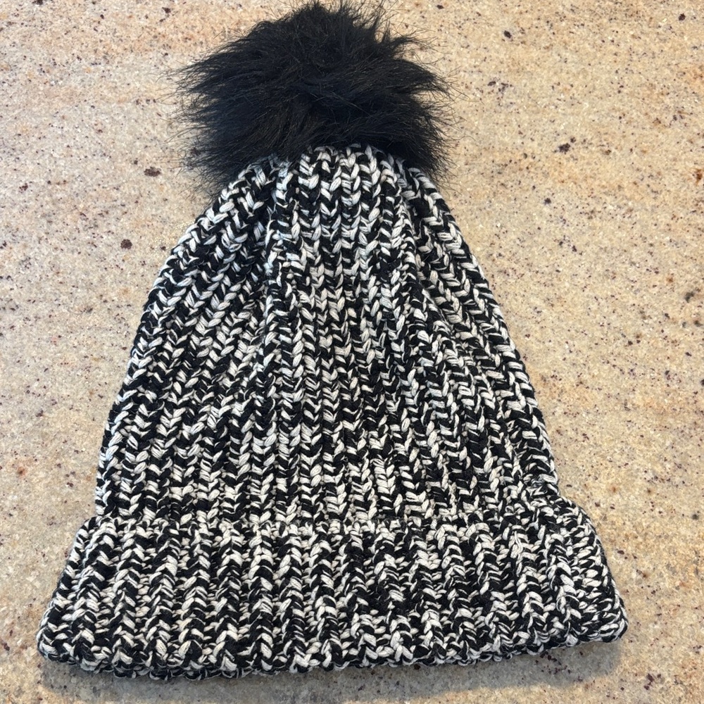 INC International Concepts Black & White Marled Pom Beanie